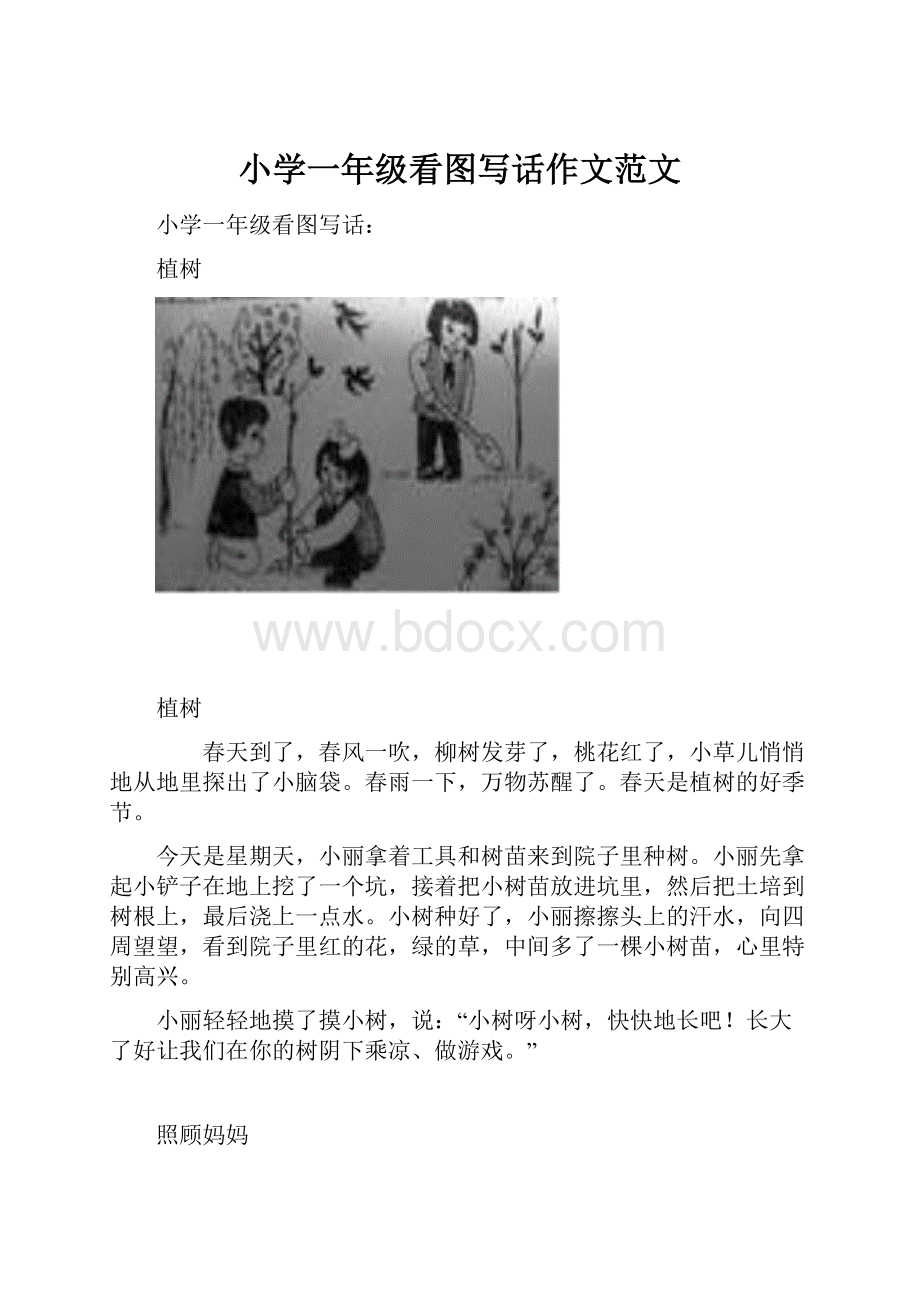 小学一年级看图写话作文范文.docx