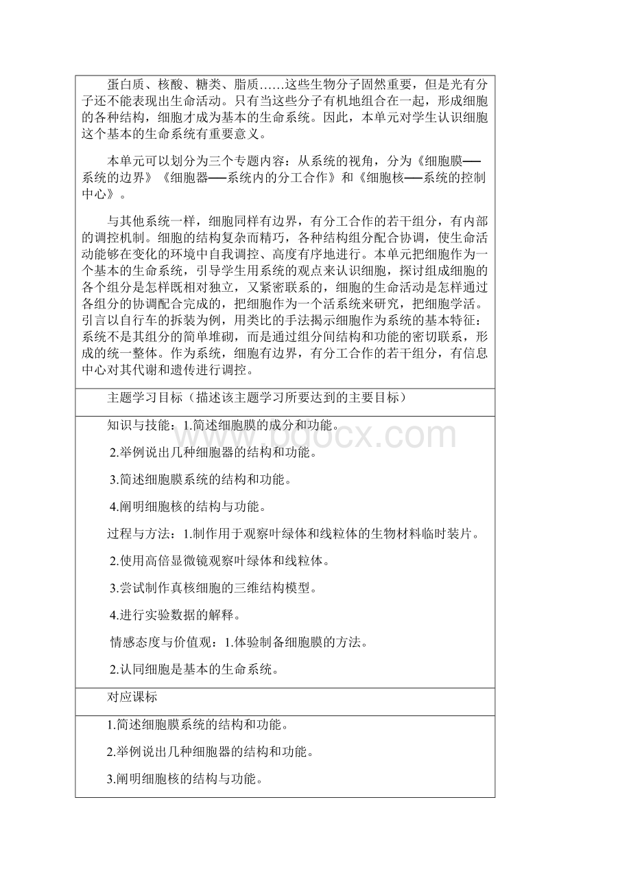 细胞的基本结构主题单元设计.docx_第2页