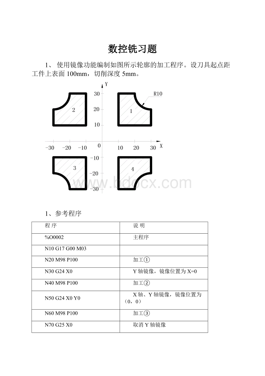 数控铣习题.docx