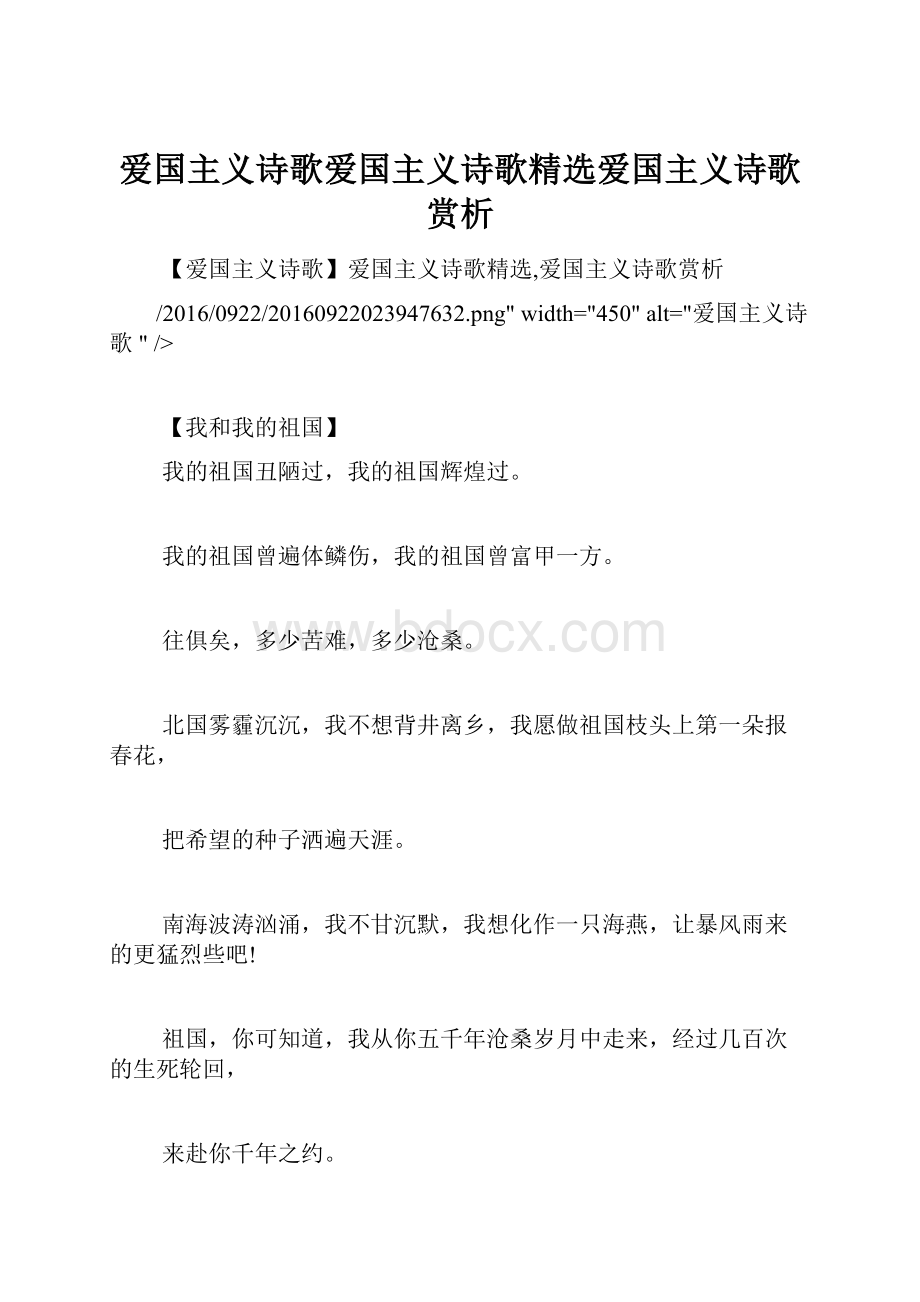 爱国主义诗歌爱国主义诗歌精选爱国主义诗歌赏析.docx