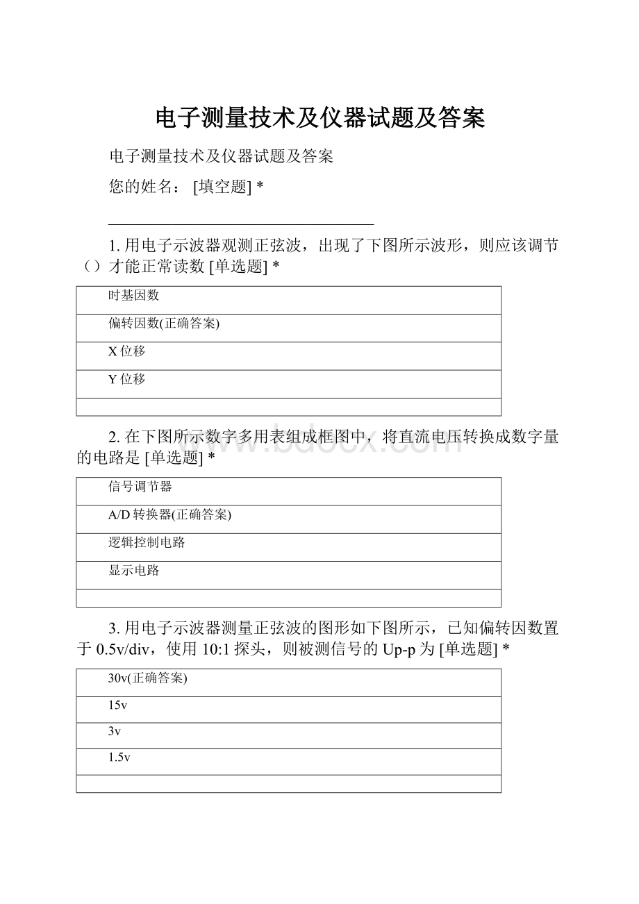 电子测量技术及仪器试题及答案.docx_第1页