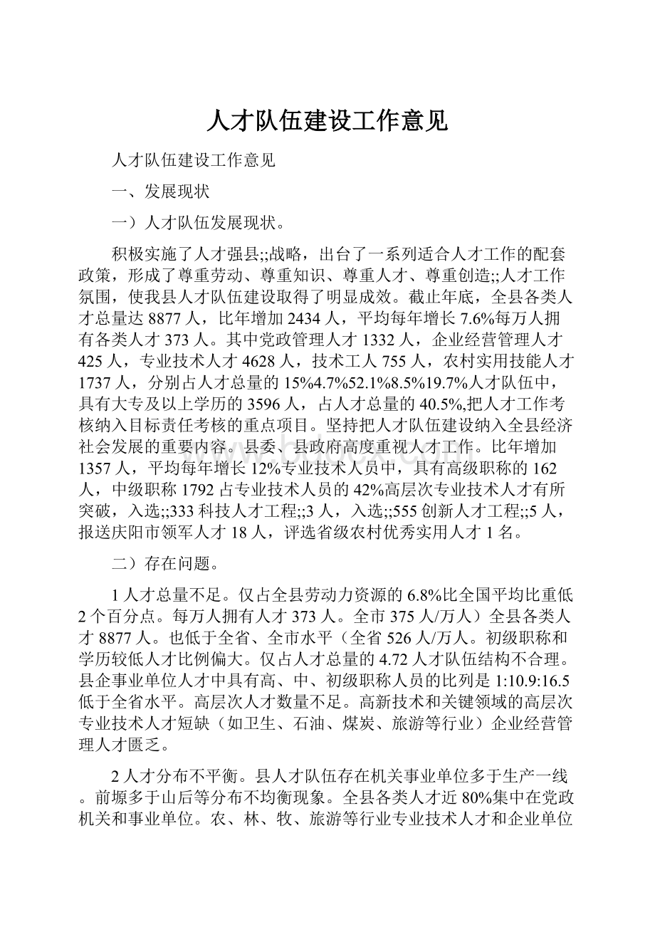 人才队伍建设工作意见.docx_第1页