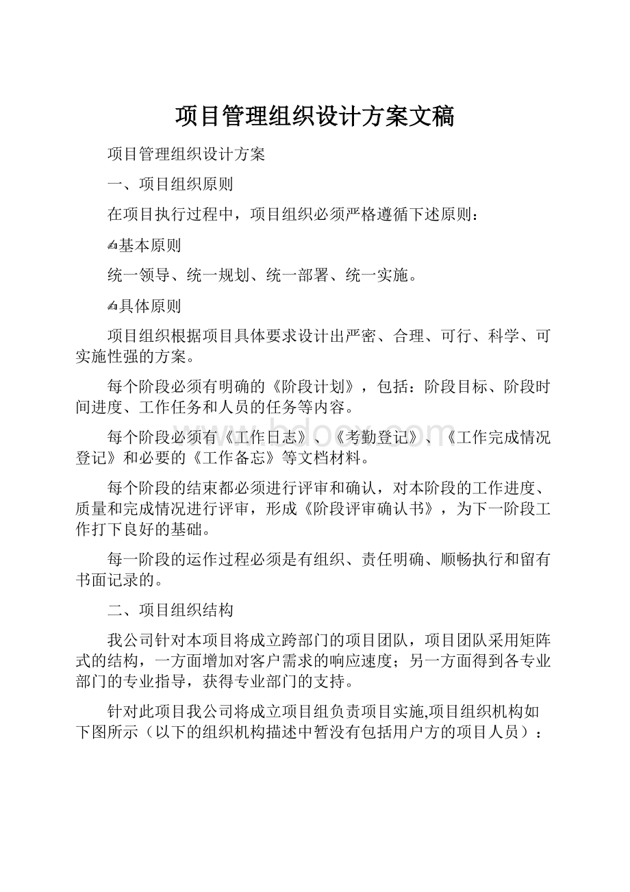 项目管理组织设计方案文稿.docx