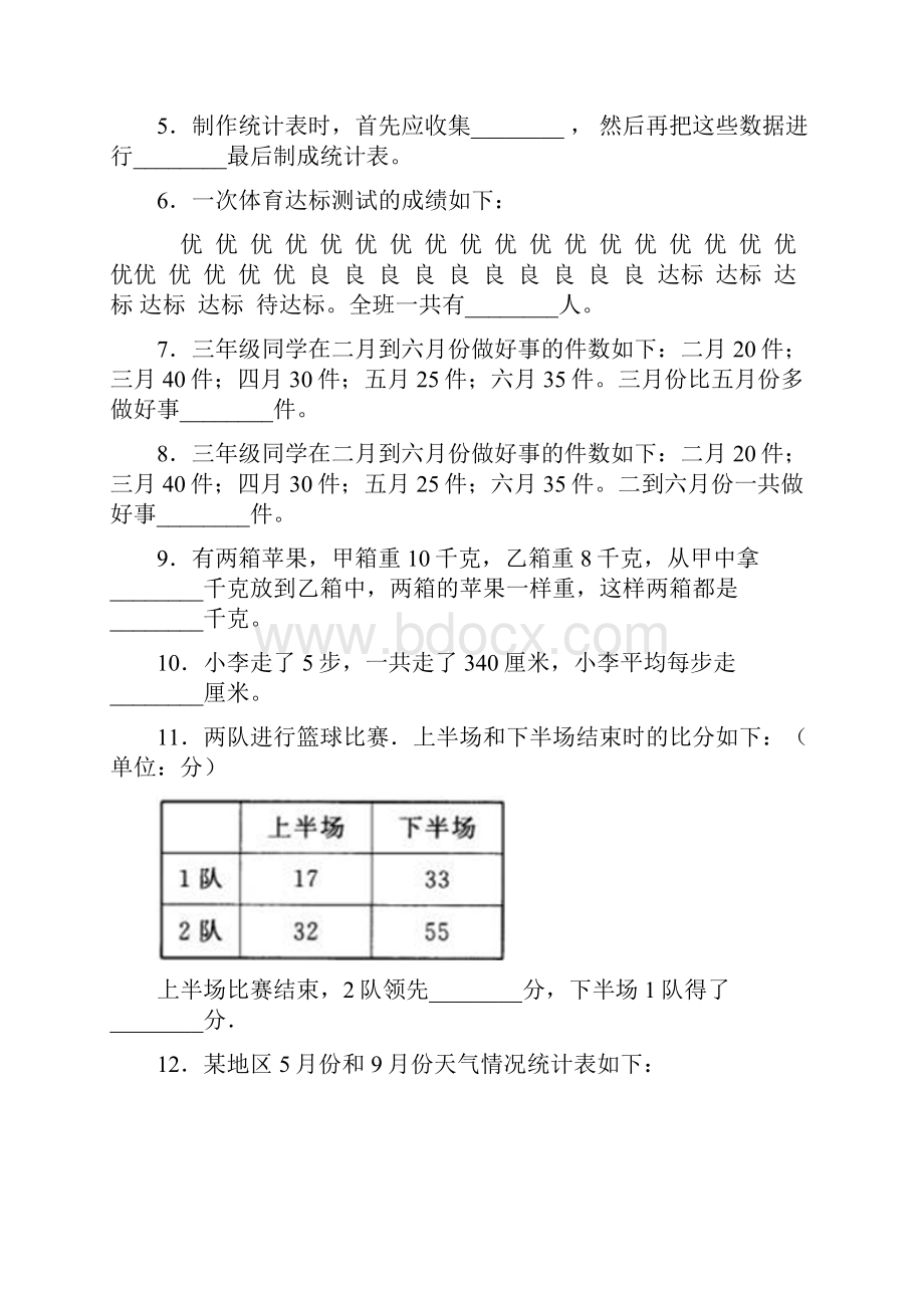 压轴题小学数学三年级下册第三单元《复式统计表》 单元检测有答案解析2.docx_第2页