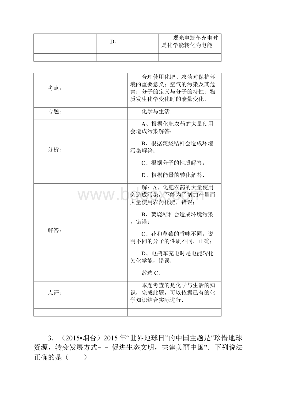 化学中考试题分类汇编化学与环境含答案.docx_第3页