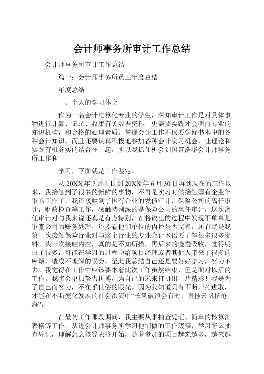 会计师事务所审计工作总结.docx_第1页