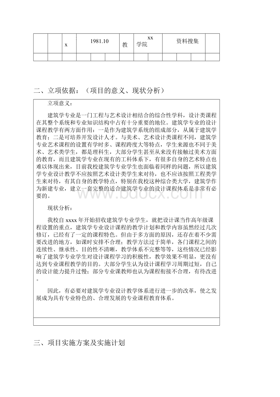 建筑学教育教学改革计划项目立项申请表1.docx_第3页