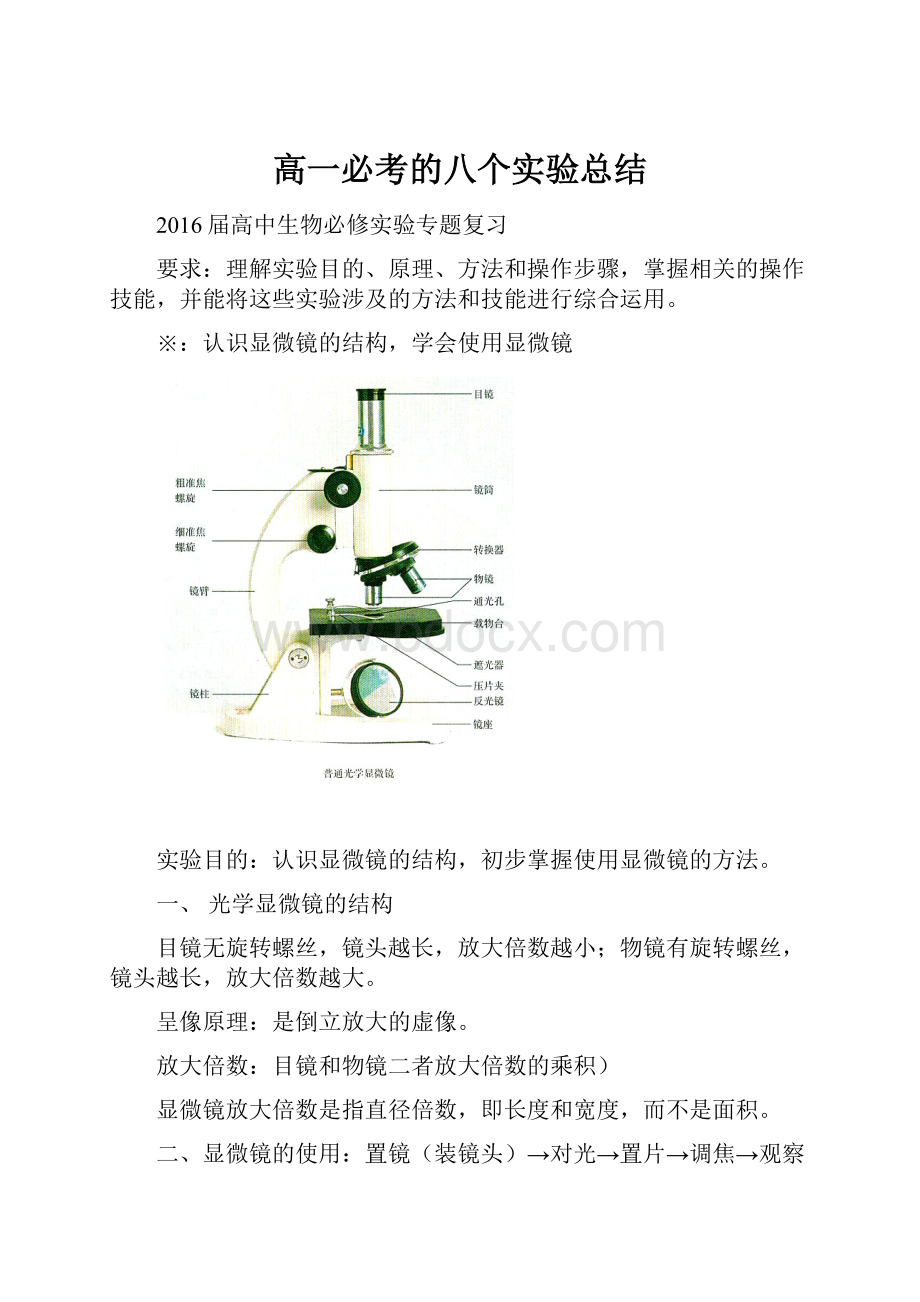 高一必考的八个实验总结.docx_第1页