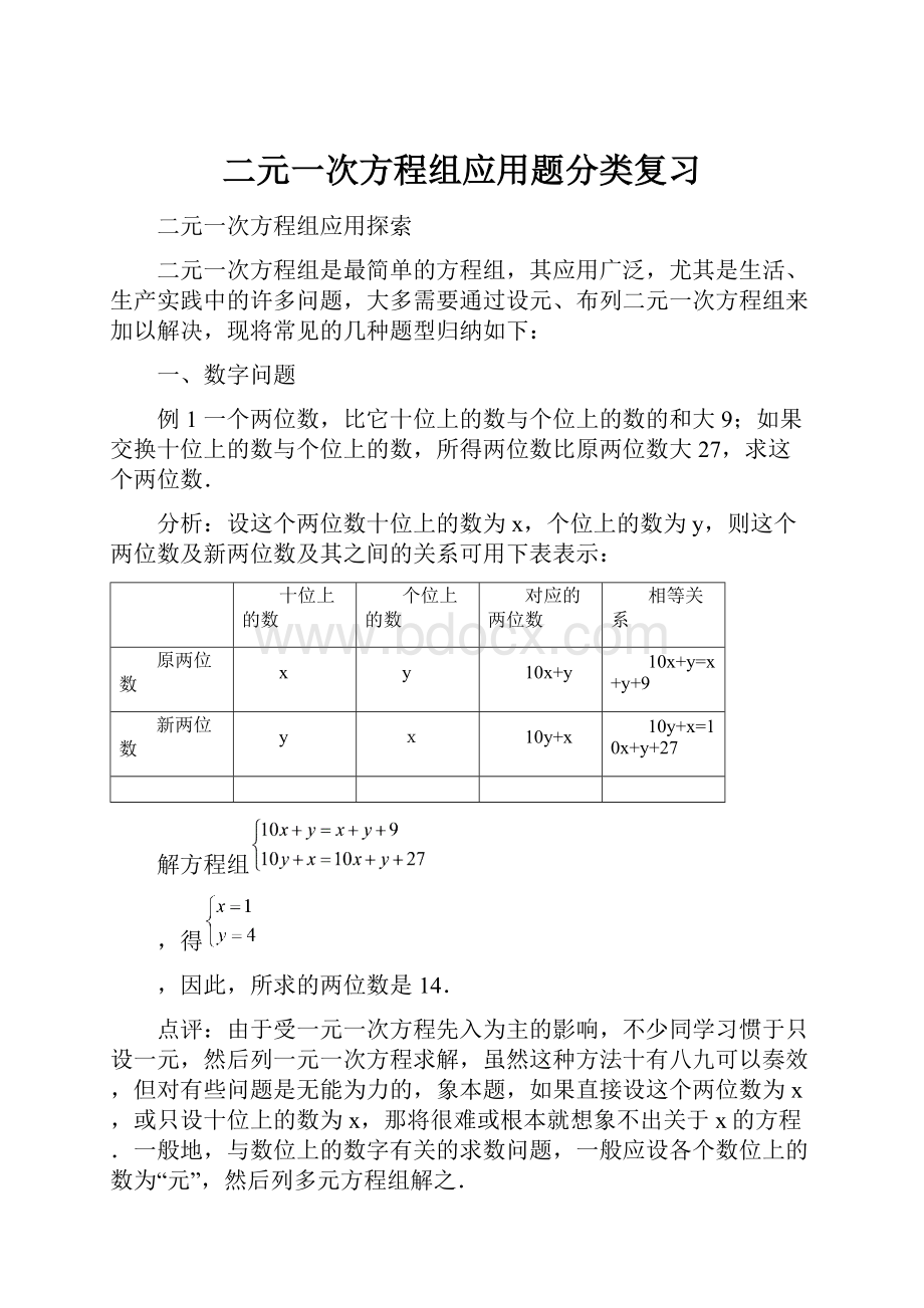 二元一次方程组应用题分类复习.docx_第1页