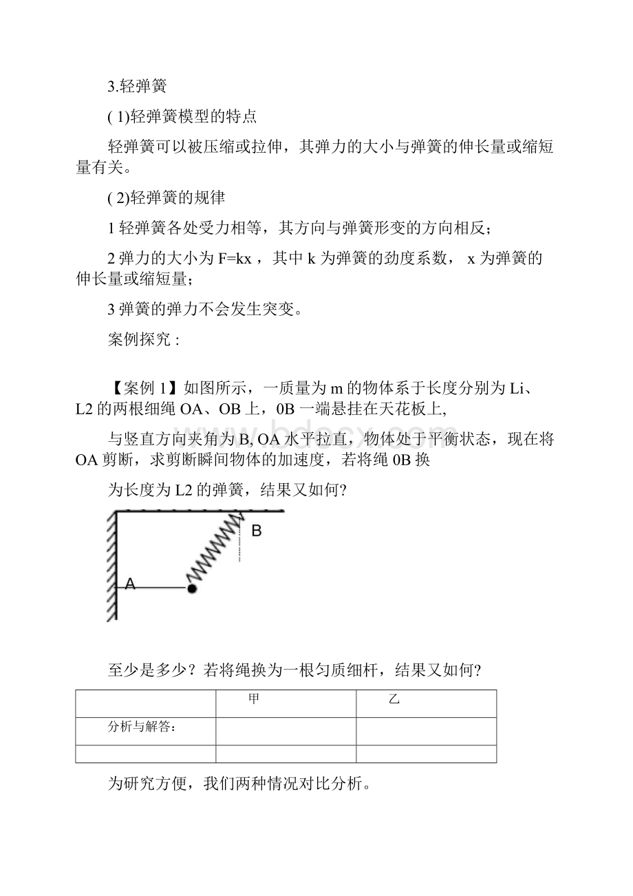 绳子弹簧和杆产生的弹力特点答案.docx_第2页