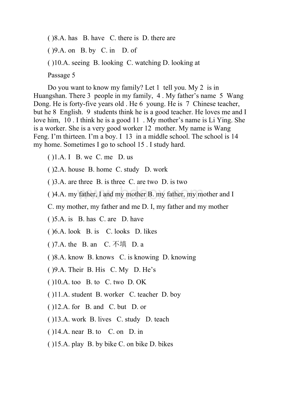 最新六年级英语完形填空100篇含答案和讲解.docx_第3页