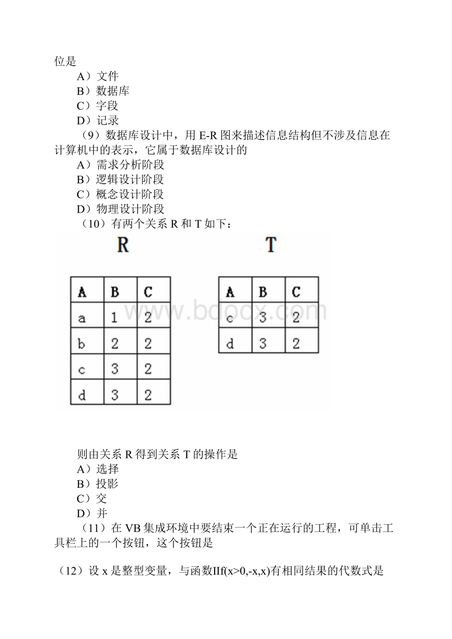 计算机等级考试二级VB笔试真题及答案.docx_第2页