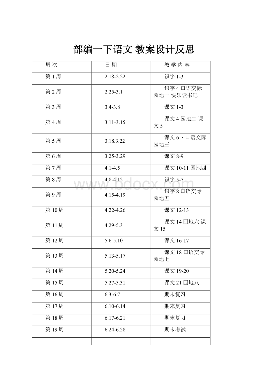 部编一下语文 教案设计反思.docx_第1页