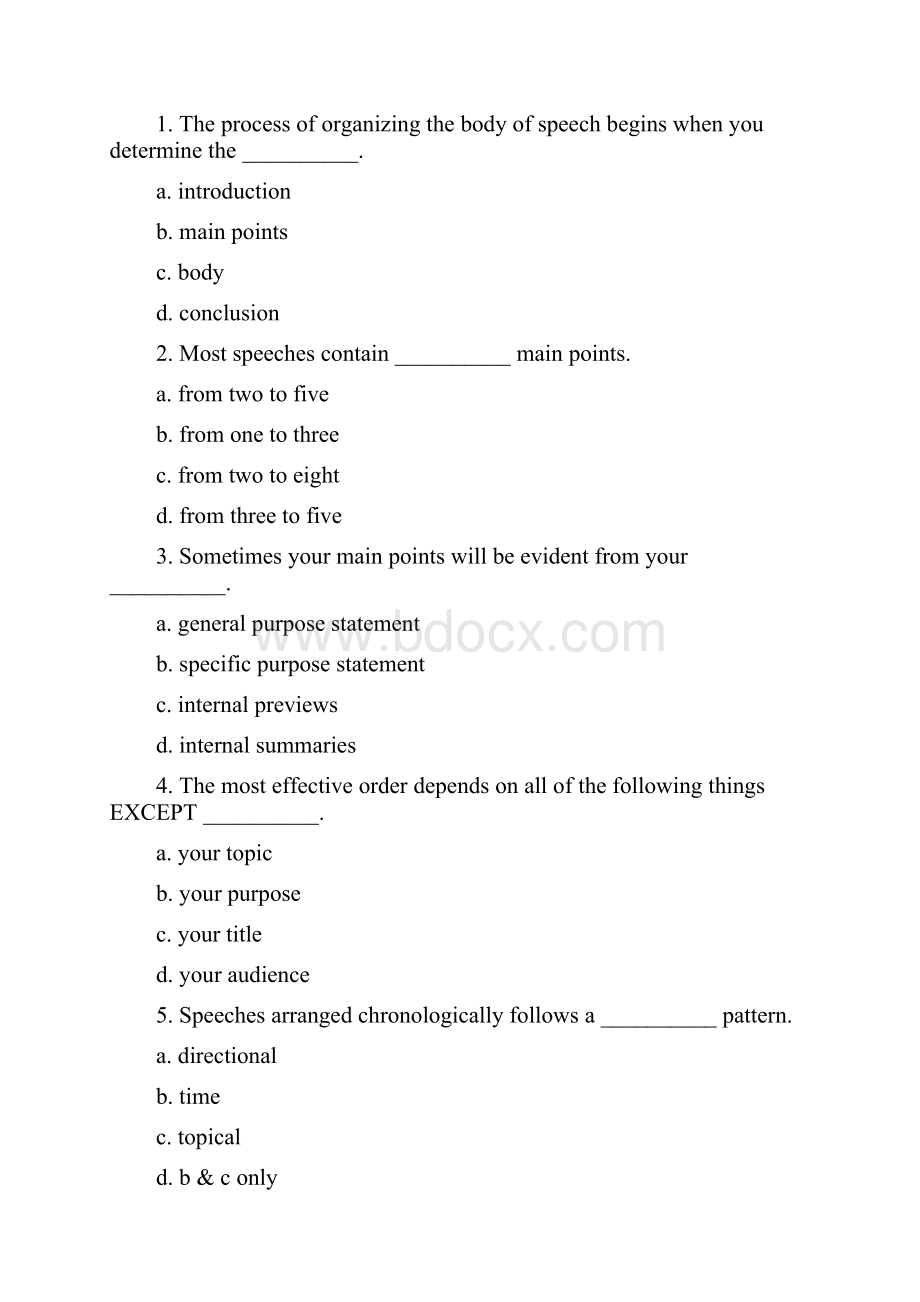 A9Test Bank Part IIChapter 7 Organizaing the Body of the Speech.docx_第2页