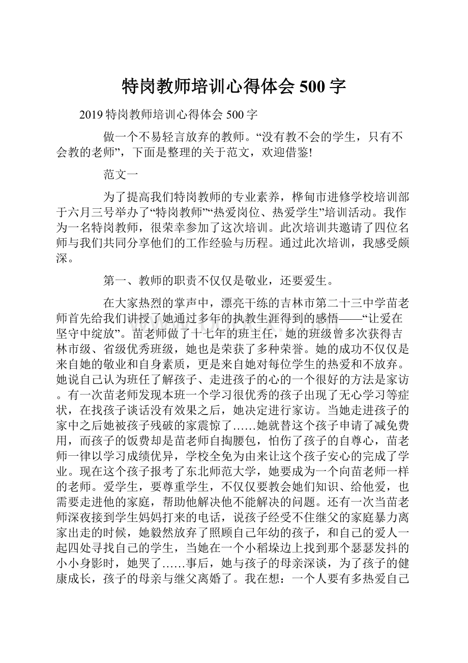 特岗教师培训心得体会500字.docx