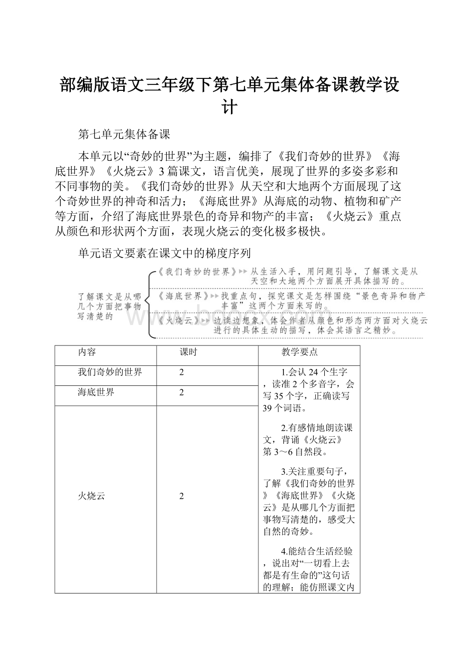 部编版语文三年级下第七单元集体备课教学设计.docx