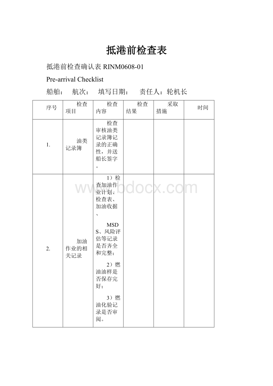 抵港前检查表.docx_第1页