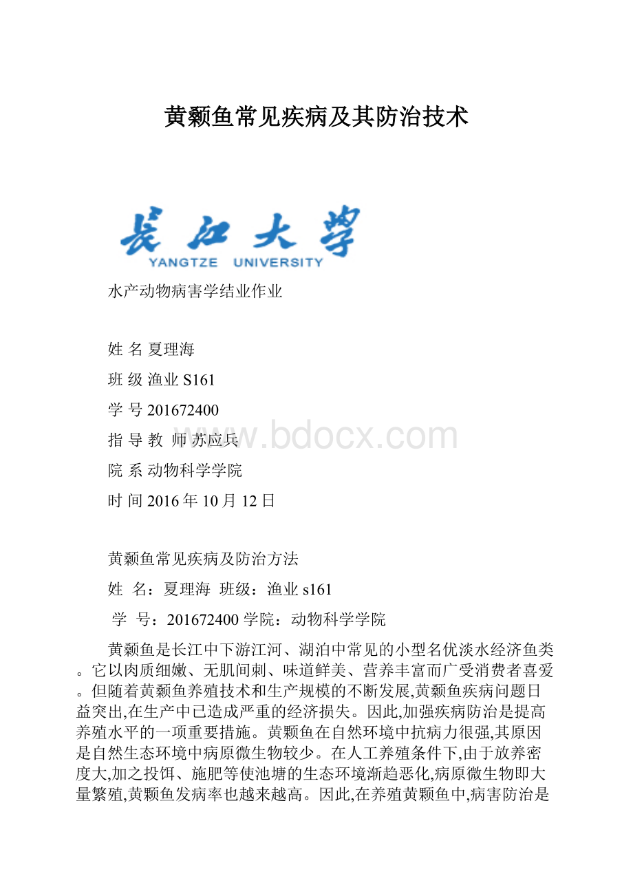 黄颡鱼常见疾病及其防治技术.docx