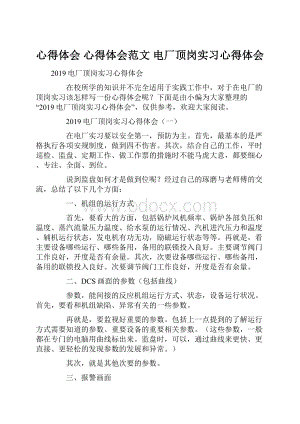 心得体会 心得体会范文 电厂顶岗实习心得体会.docx