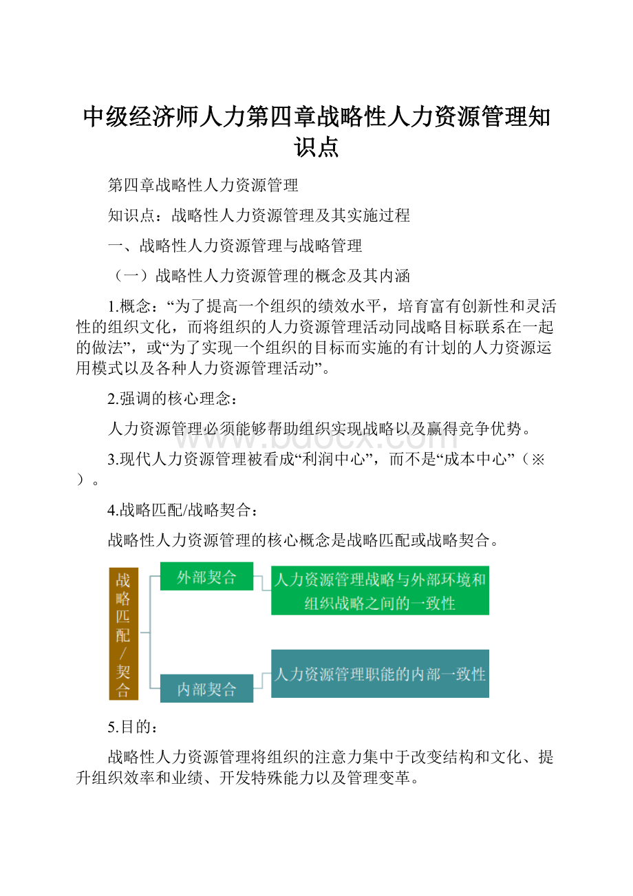 中级经济师人力第四章战略性人力资源管理知识点.docx_第1页