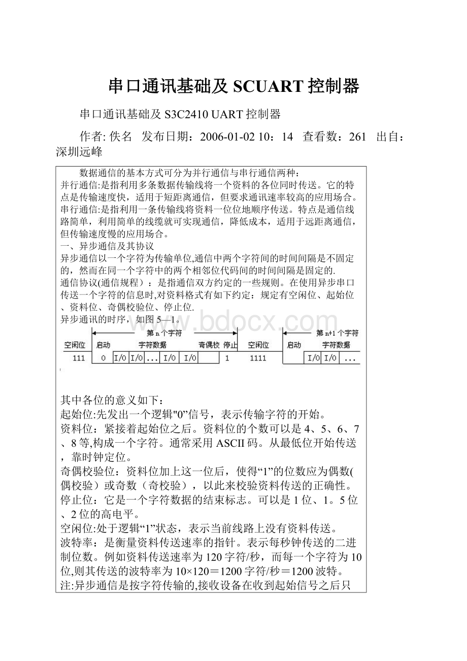 串口通讯基础及SCUART控制器.docx_第1页