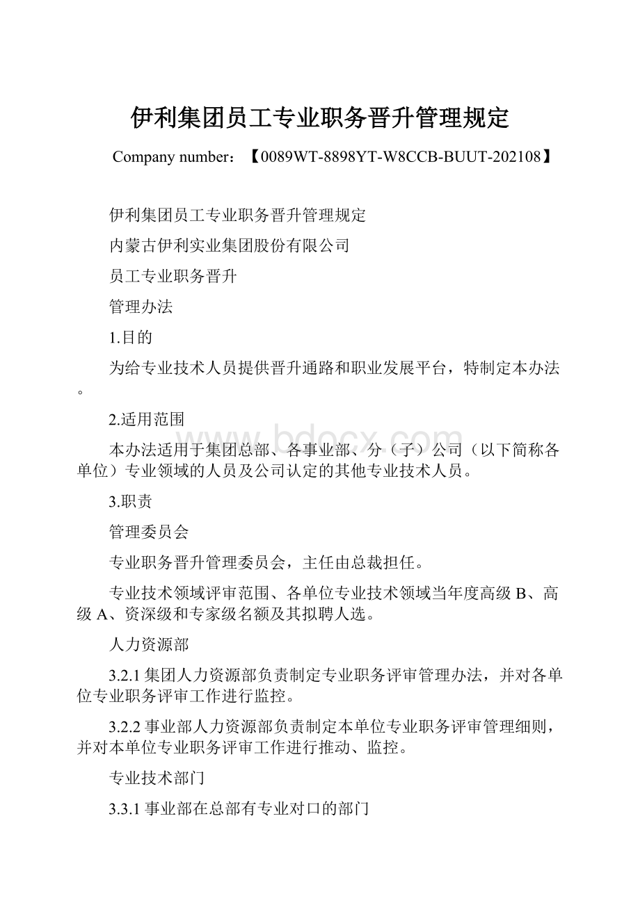 伊利集团员工专业职务晋升管理规定.docx