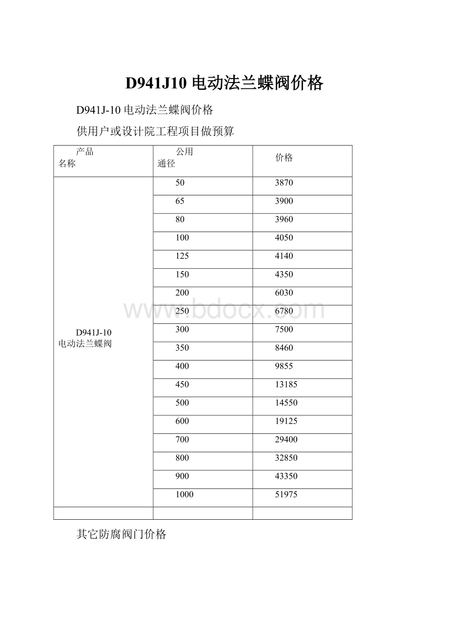 D941J10电动法兰蝶阀价格.docx_第1页