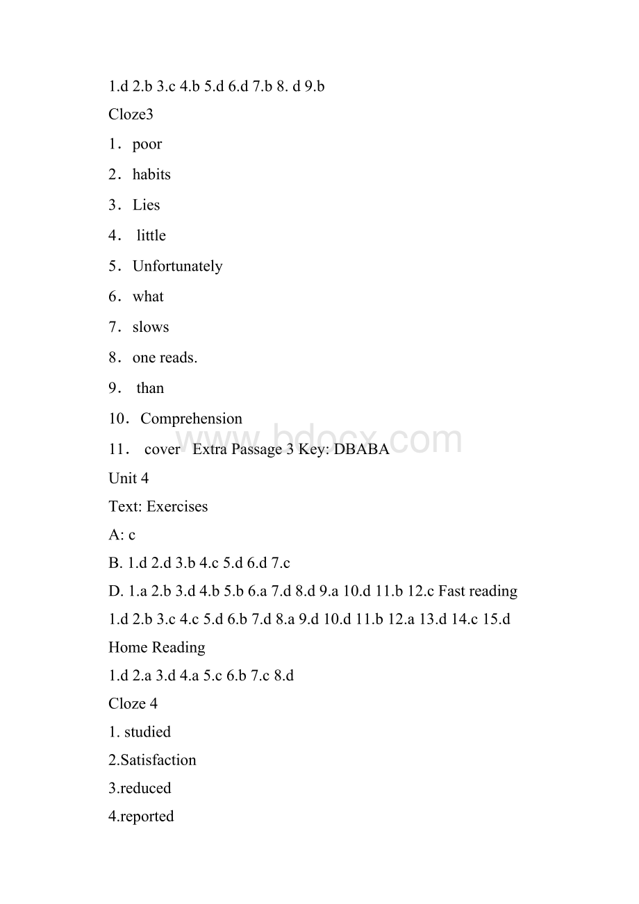 英语泛读教程第三版刘乃银编平台答案含cloze和etrapassage.docx_第3页