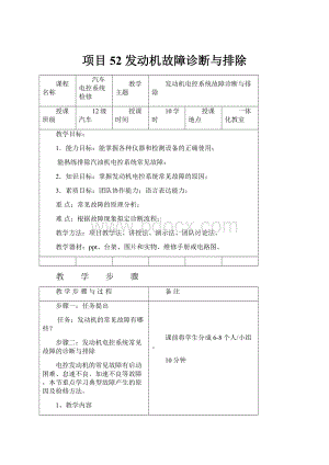 项目52 发动机故障诊断与排除.docx