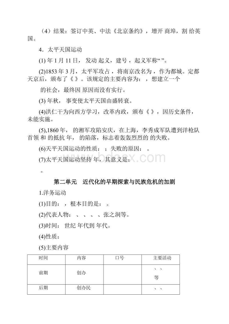 部编版八年级历史上册期末全套复习资料填空版.docx_第2页