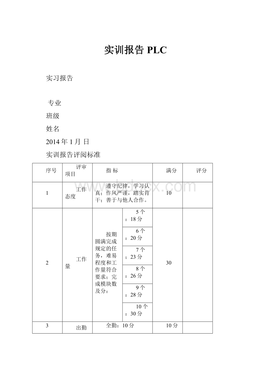 实训报告PLC.docx_第1页