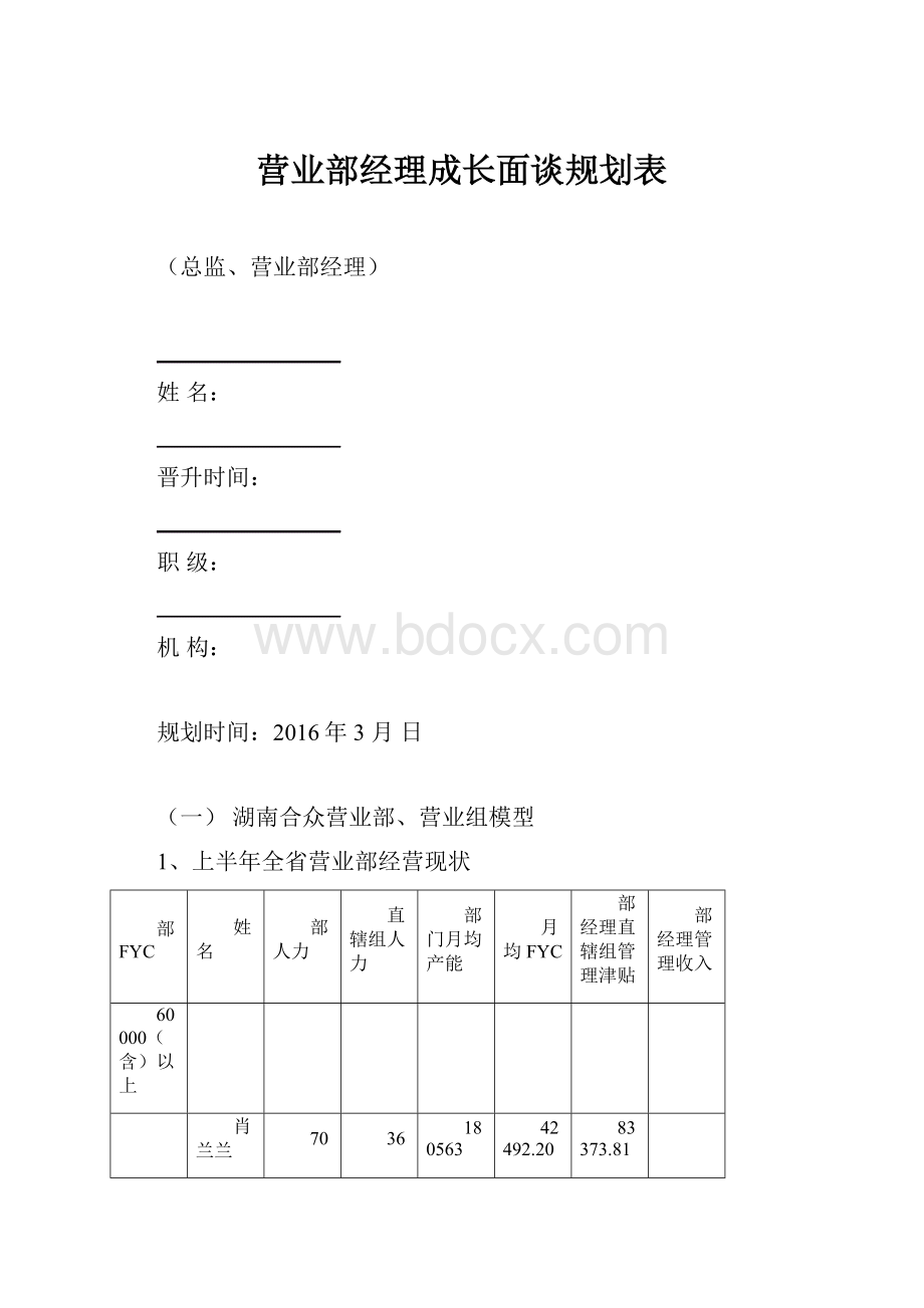 营业部经理成长面谈规划表.docx_第1页