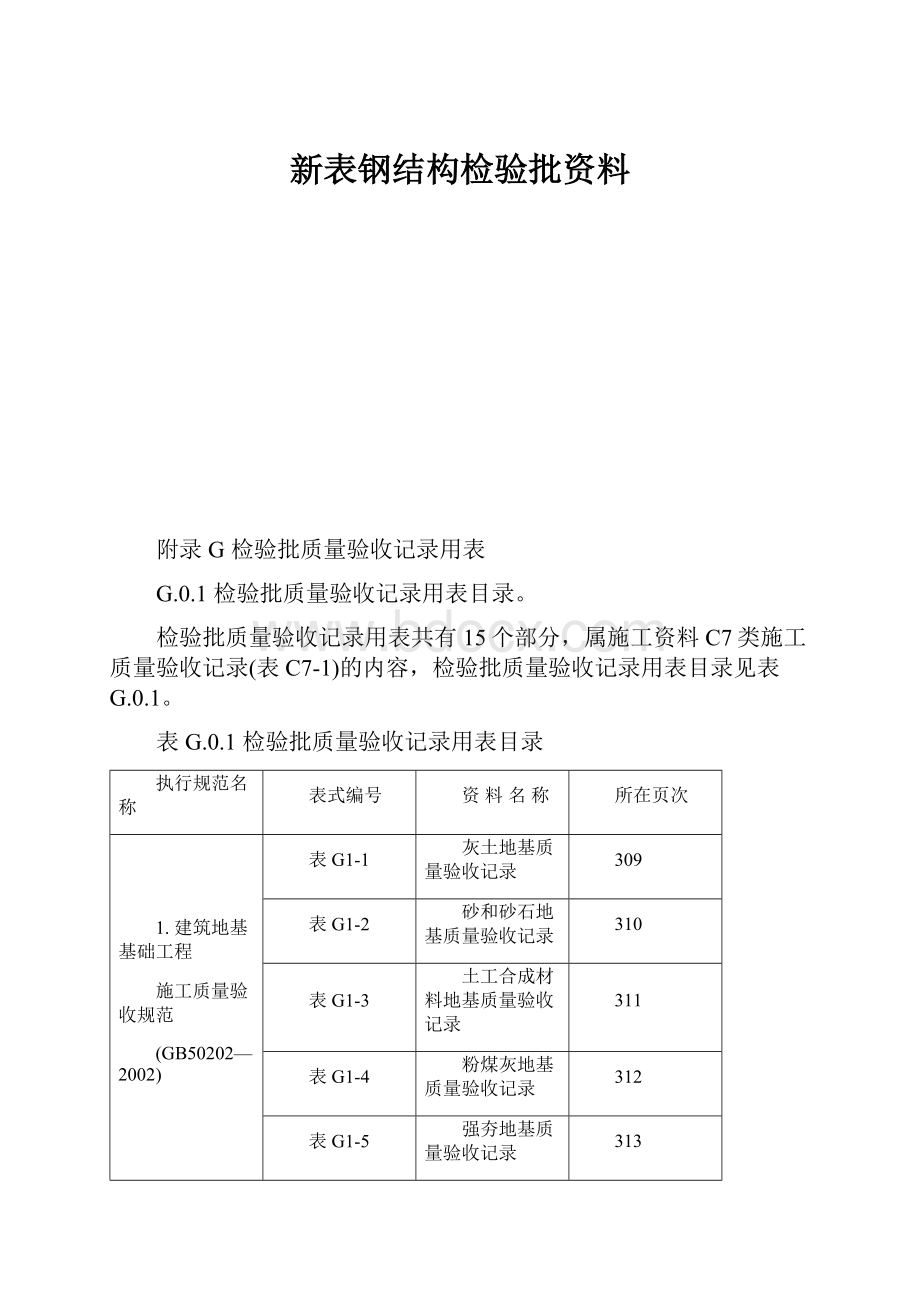 新表钢结构检验批资料.docx