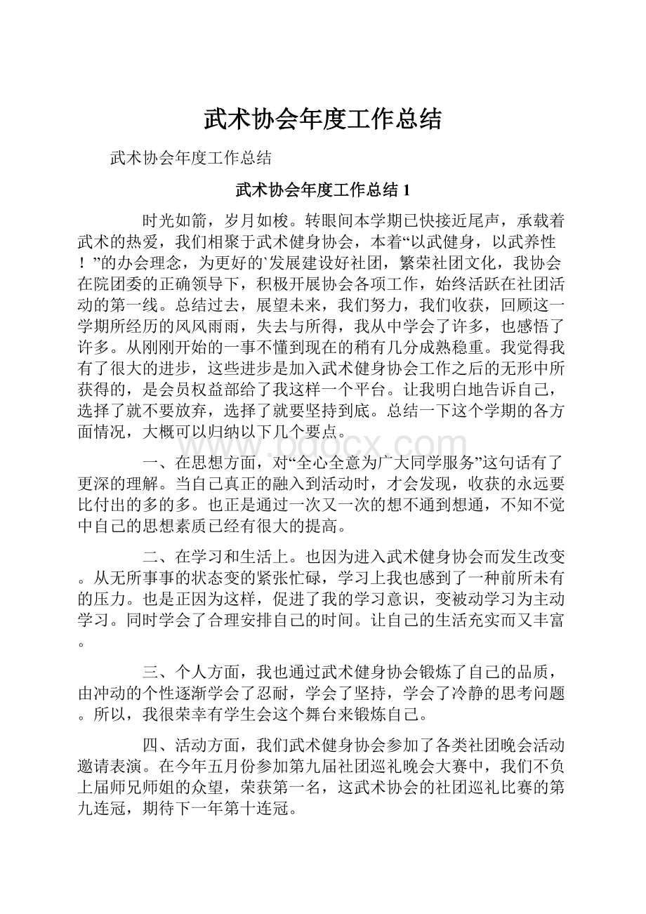 武术协会年度工作总结.docx_第1页