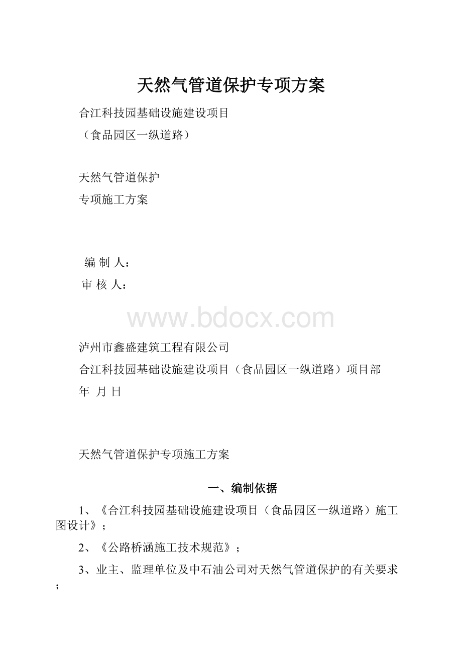 天然气管道保护专项方案.docx