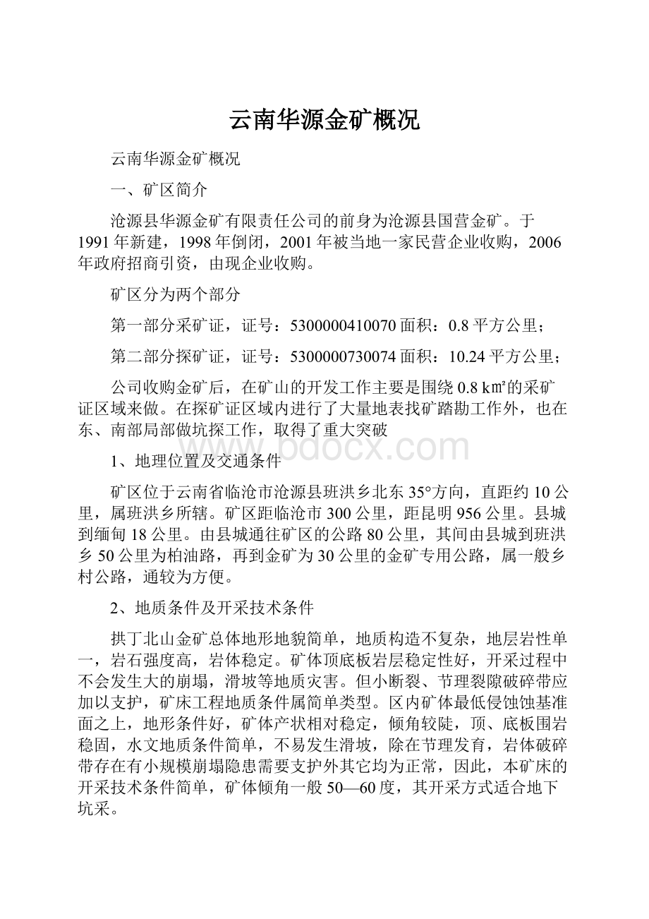 云南华源金矿概况.docx_第1页