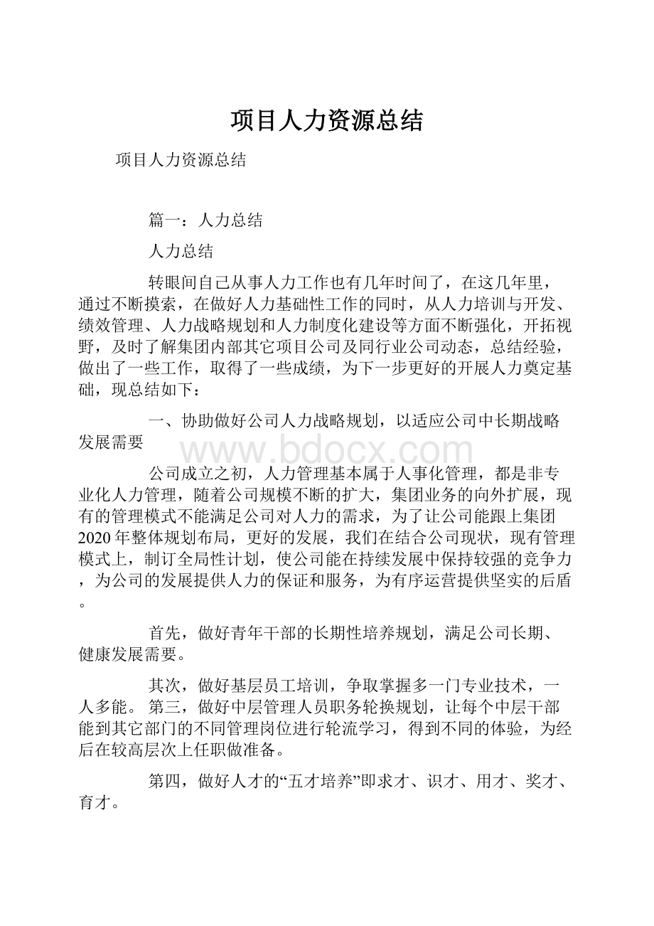 项目人力资源总结.docx