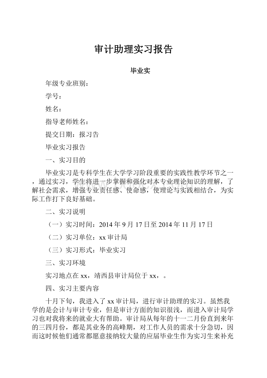 审计助理实习报告.docx_第1页