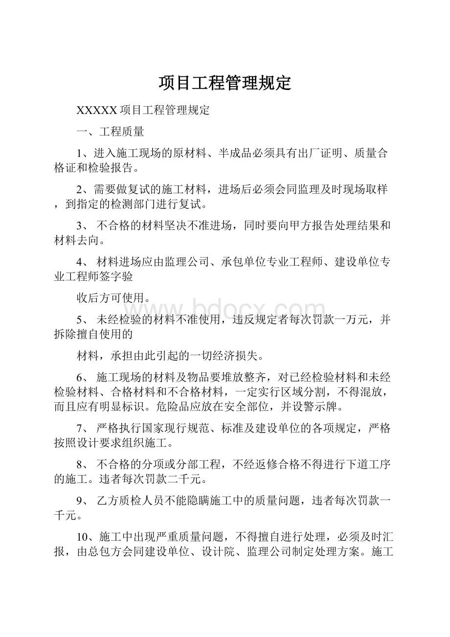 项目工程管理规定.docx_第1页