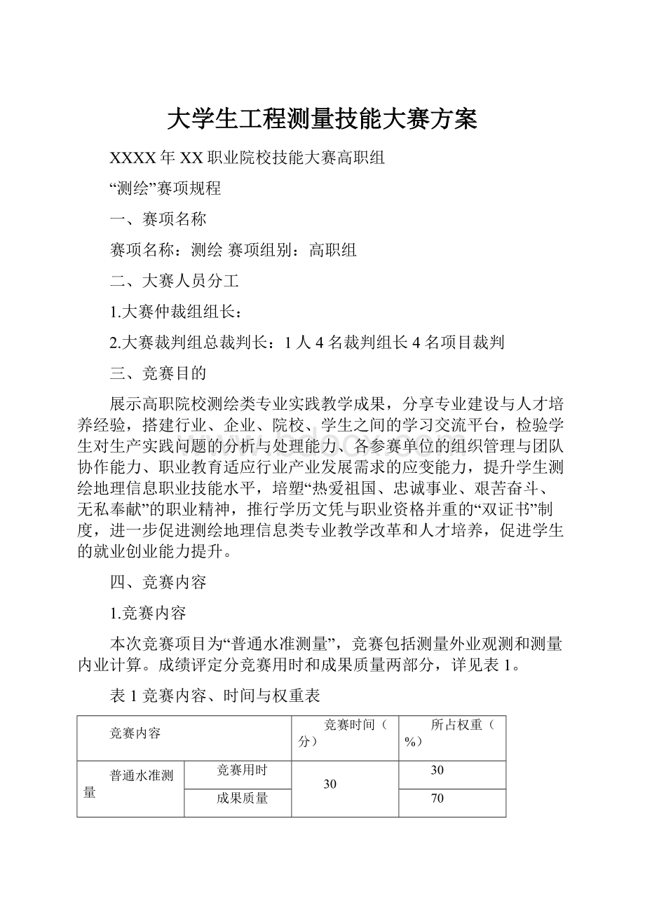 大学生工程测量技能大赛方案.docx_第1页