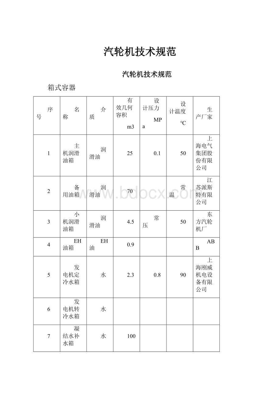 汽轮机技术规范.docx_第1页