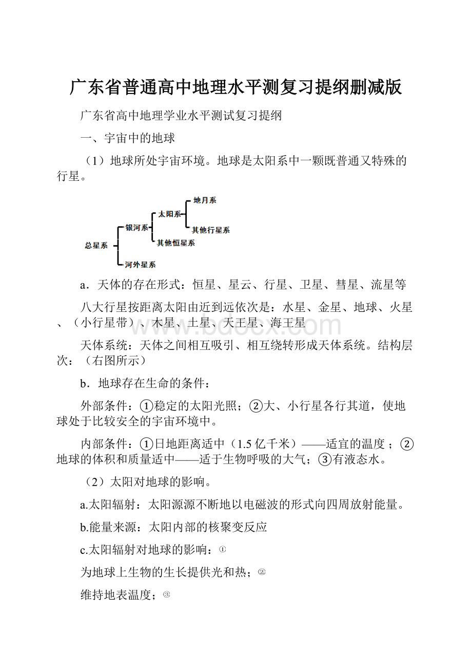 广东省普通高中地理水平测复习提纲删减版.docx_第1页