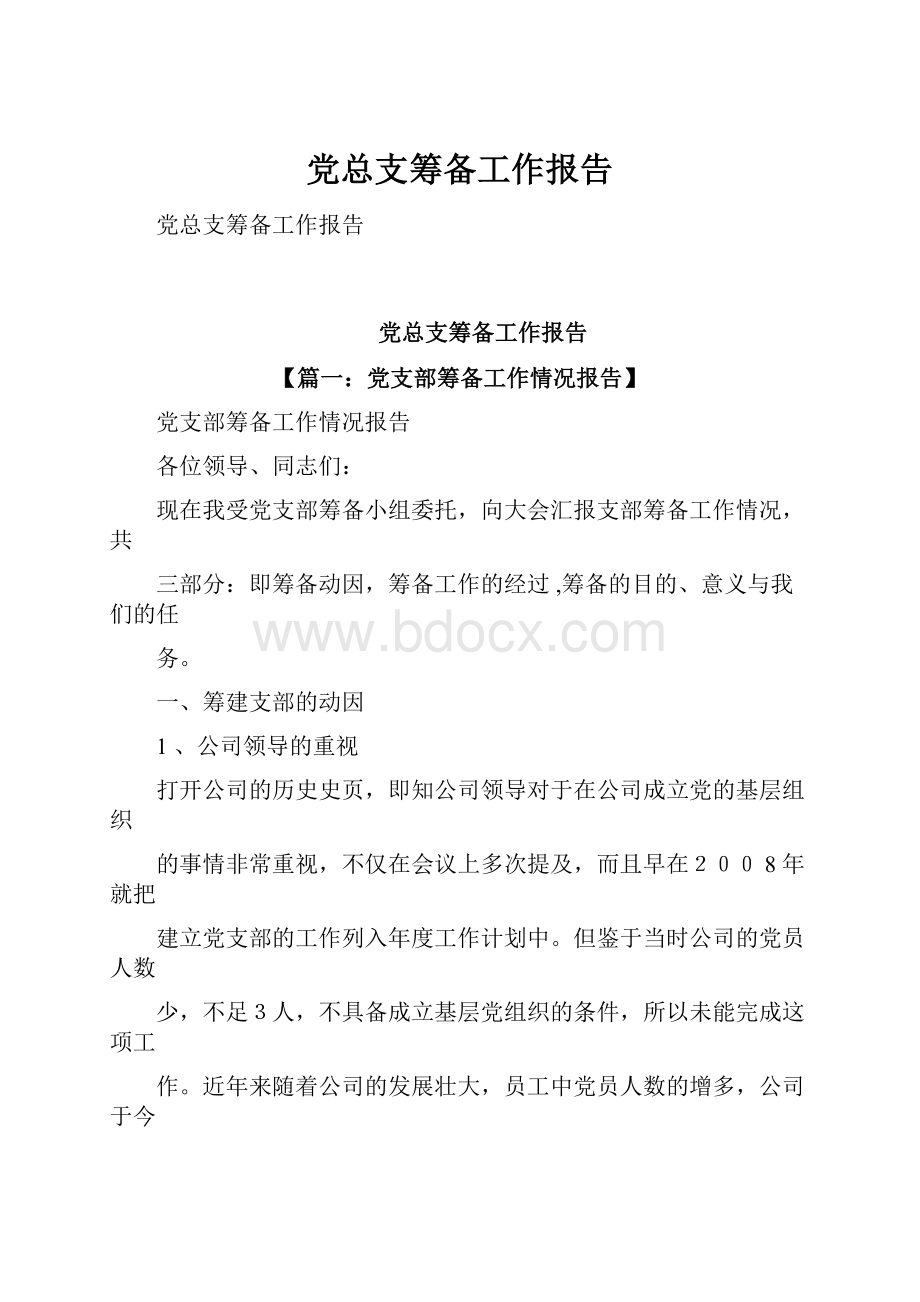 党总支筹备工作报告.docx_第1页