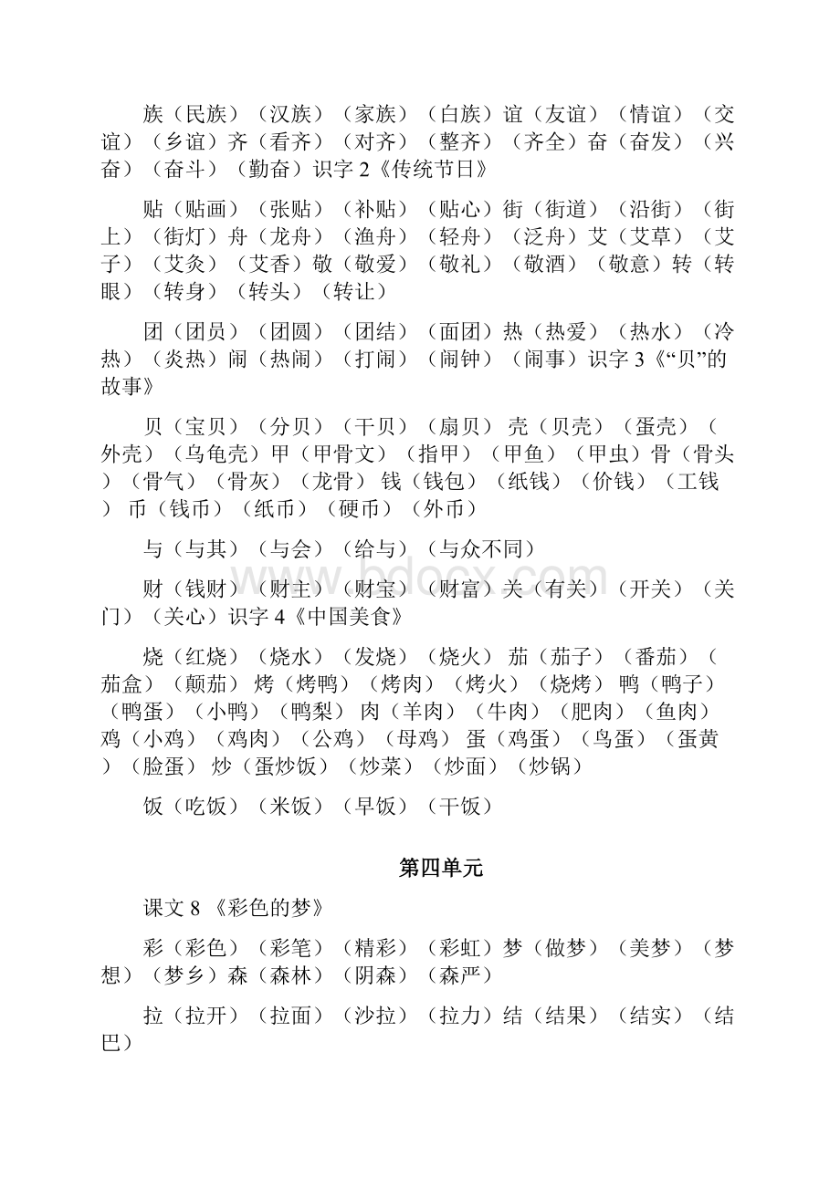 学年度部编版二年级语文下册生字表组词.docx_第3页