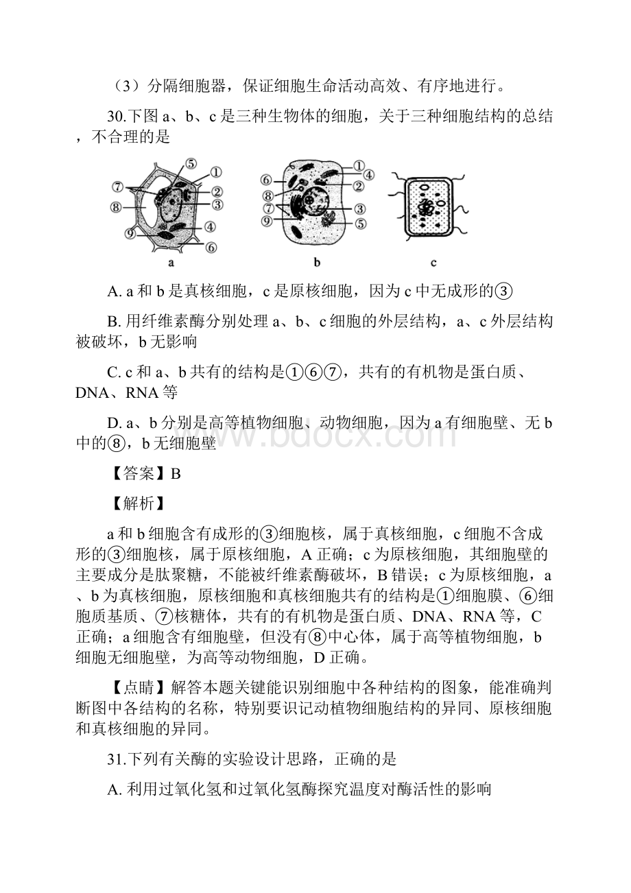 河北省衡水市衡水中学届高三开学二调考试生物试题解析版.docx_第3页