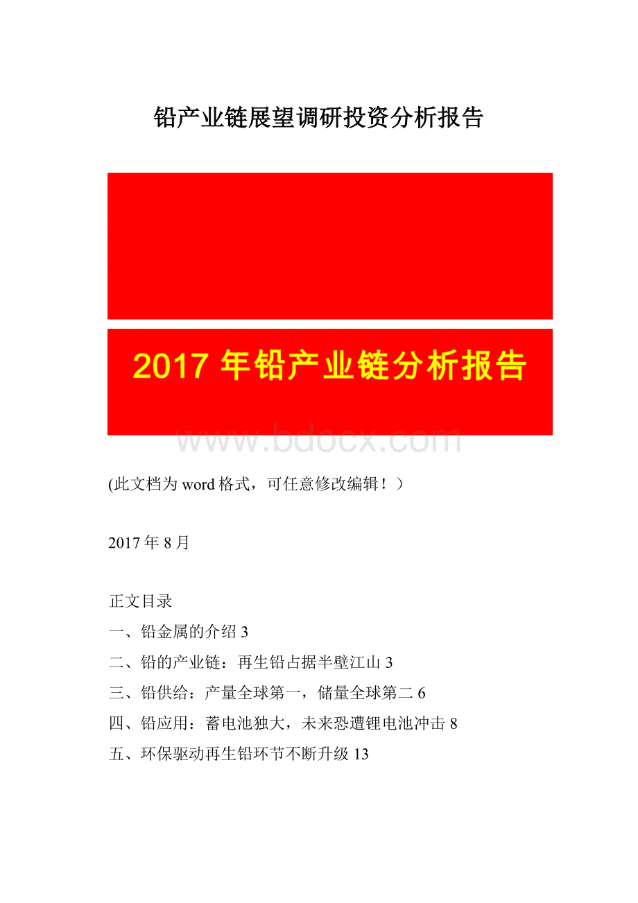 铅产业链展望调研投资分析报告.docx