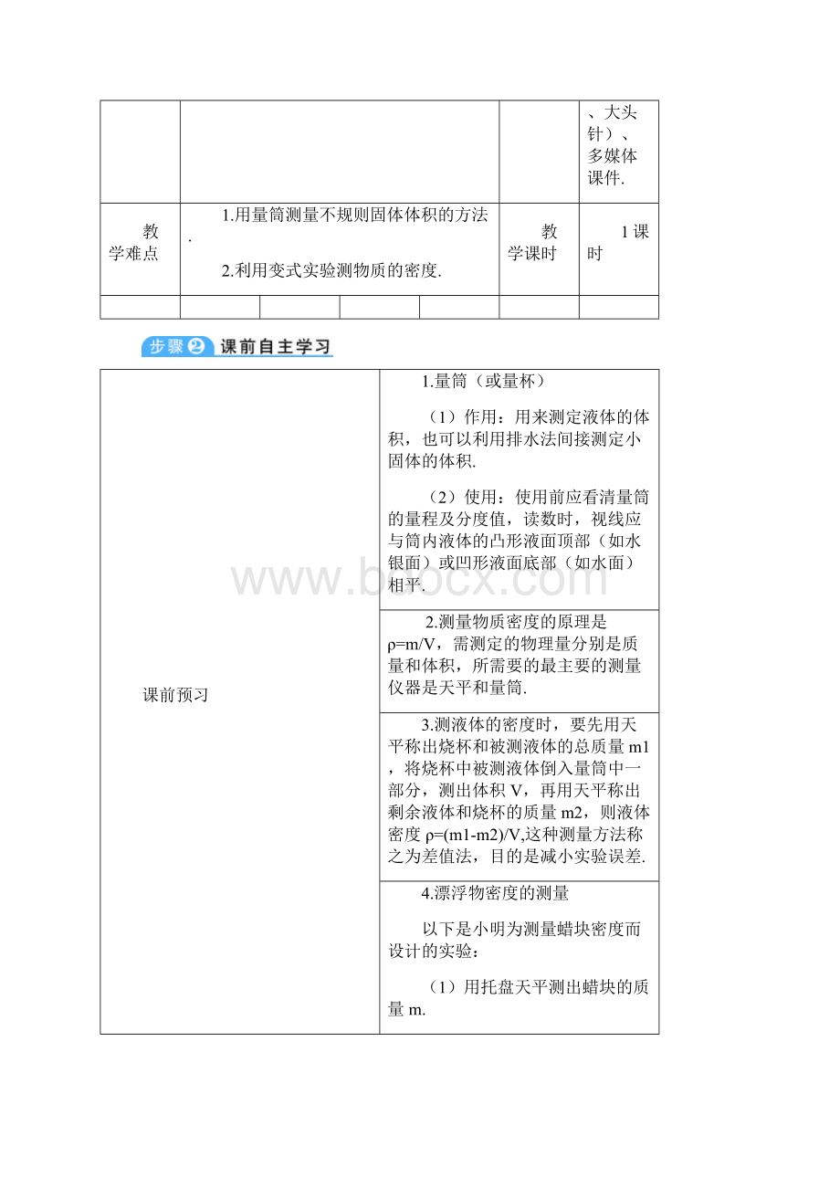 八年级物理上册第六章第3节测量物质的密度导学案新版新人教版.docx_第2页