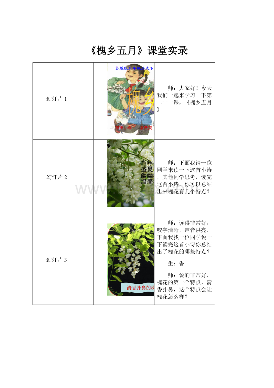 《槐乡五月》课堂实录.docx_第1页