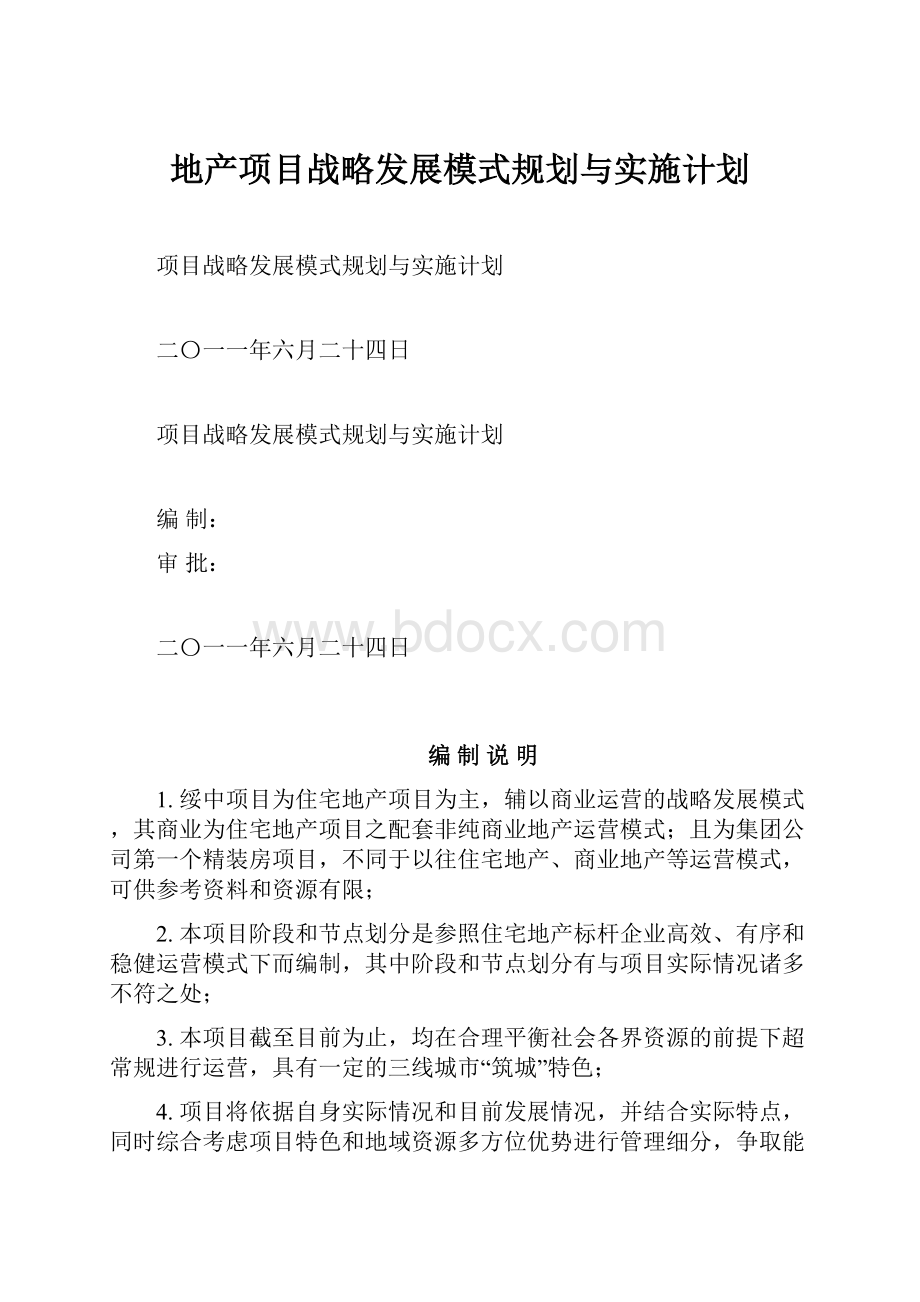 地产项目战略发展模式规划与实施计划.docx_第1页