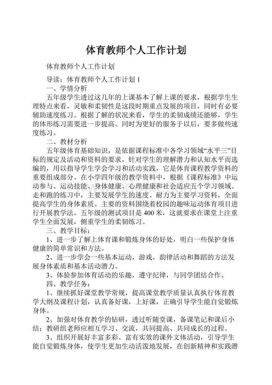 体育教师个人工作计划.docx